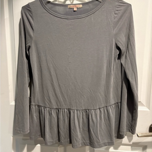 Gray Peplum Long Sleeve Blouse - Picture 1 of 1